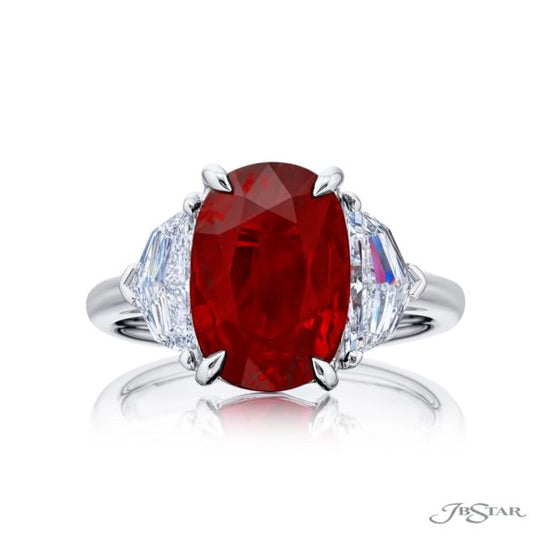 Burmese Ruby & Epaulet Diamond Ring