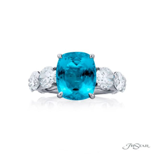 Cushion-Cut Paraiba & Oval Diamond Ring