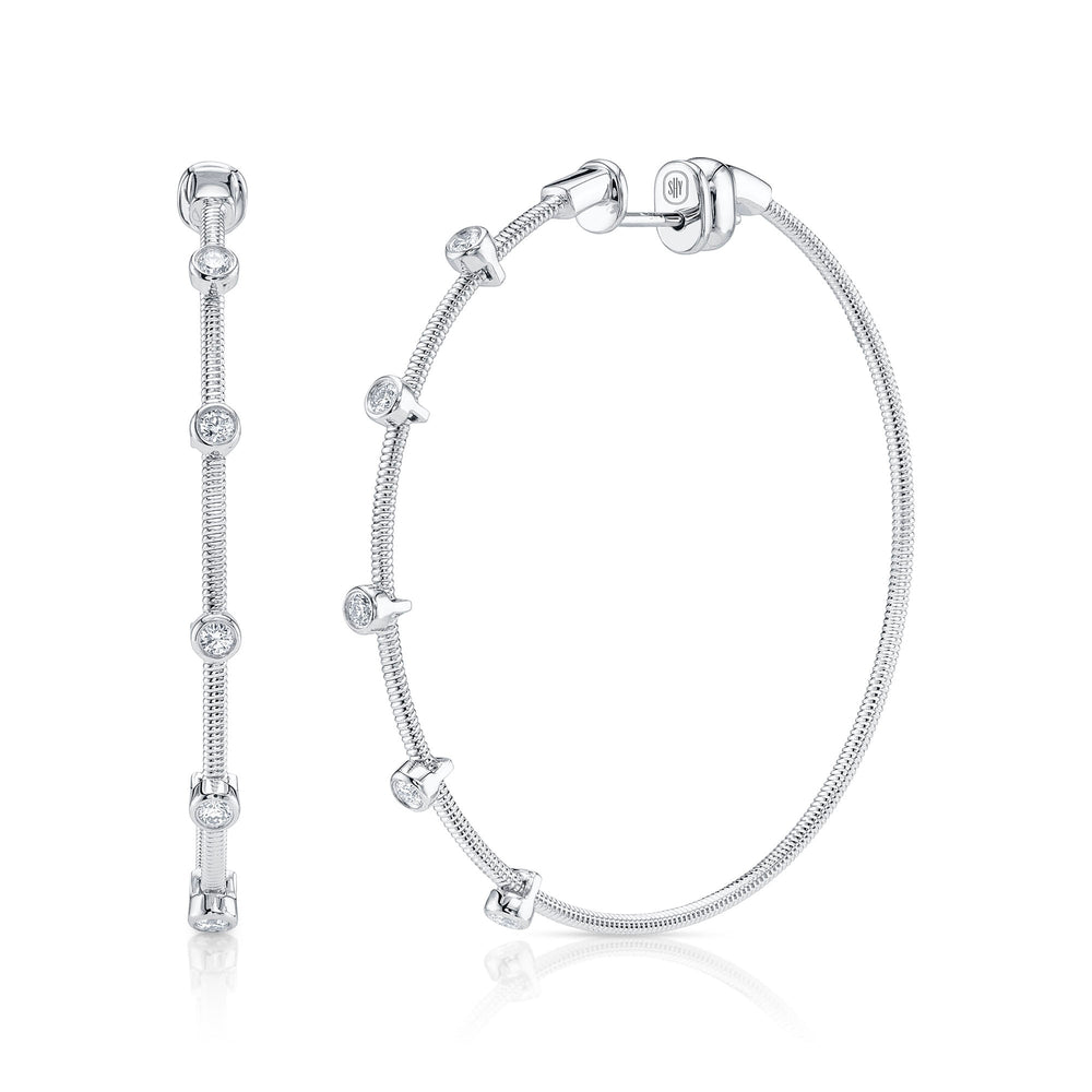 0.27CT DIAMOND BEZEL HOOP EARRING