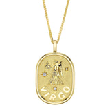 0.02CT DIAMOND ZODIAC VIRGO MAIDEN STAR MATTE CHOPIN CHAIN NECKLACE