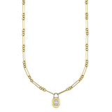 0.25CT DIAMOND BAGUETTE MATTE LOCK NECKLACE