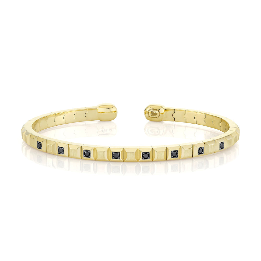 0.25CT BLACK DIAMOND GEO CUT MATTE MEN'S CUFF BRACELET