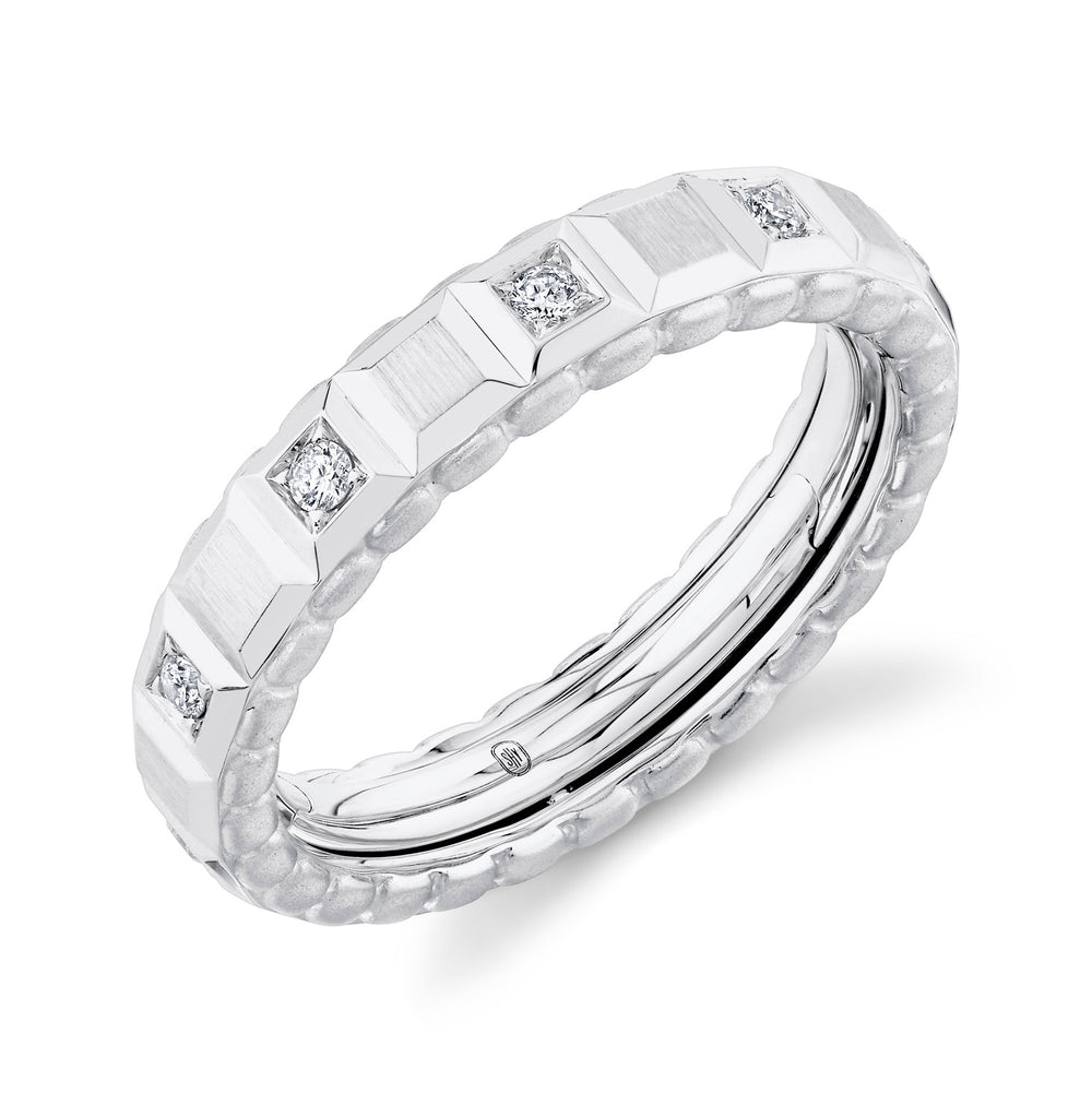 0.30CT DIAMOND GEO CUT MATTE OMNIFIT MEN'S BAND 5MM SZ 9.5-10.5