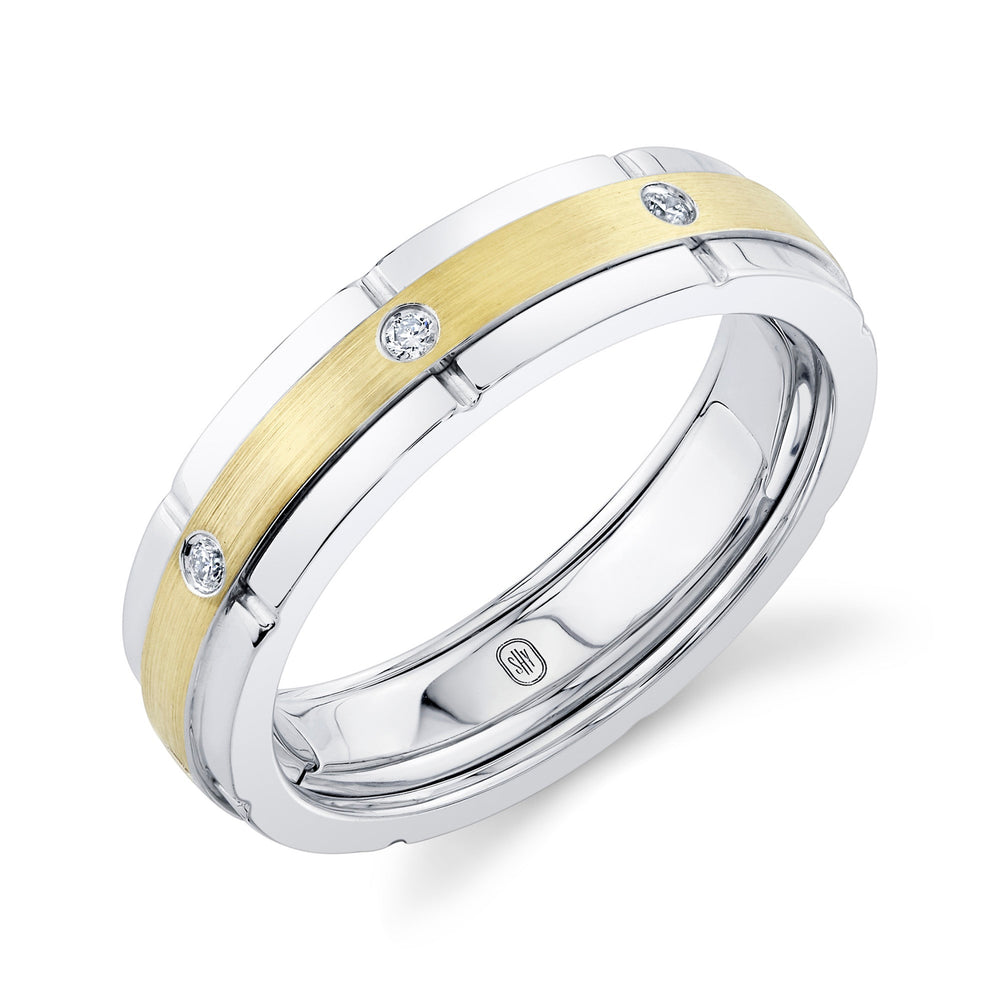 0.15CT DIAMOND MATTE OMNIFIT MEN'S BAND 5.9MM SZ 9.5-10.5