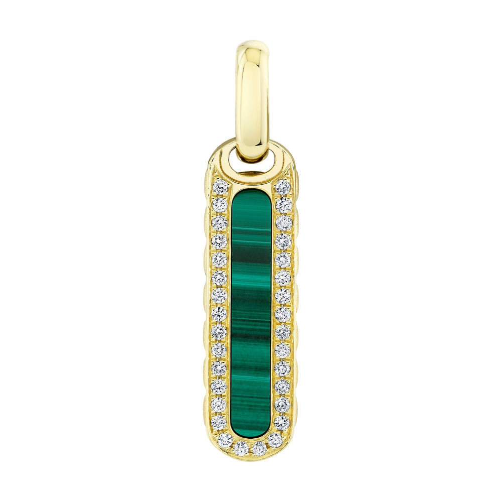 0.22CT DIAMOND & 1.67CT MALACHITE BAR DOG TAG PENDANT