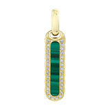 0.22CT DIAMOND & 1.67CT MALACHITE BAR DOG TAG PENDANT