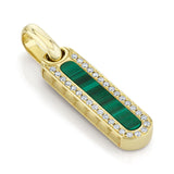 0.22CT DIAMOND & 1.67CT MALACHITE BAR DOG TAG PENDANT