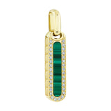 0.22CT DIAMOND & 1.67CT MALACHITE BAR DOG TAG PENDANT