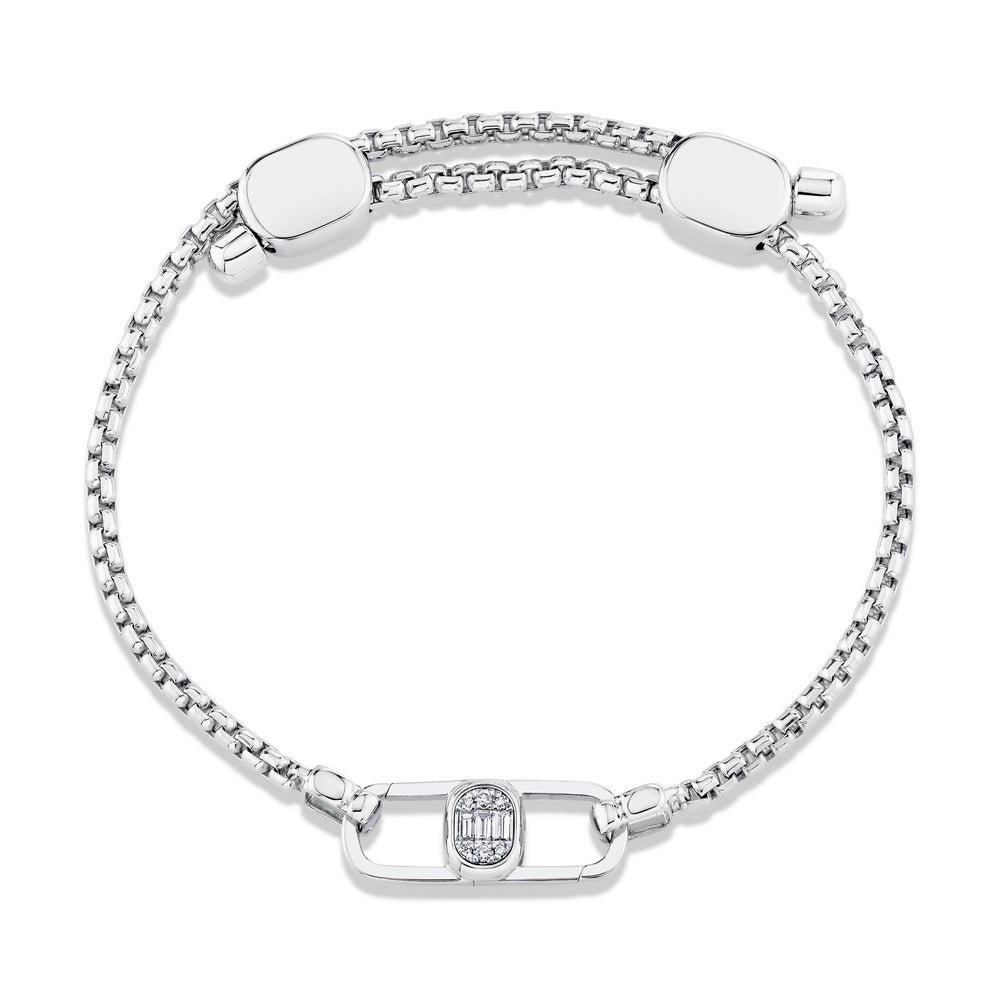 ODYX BRACELET 0.10CT DIAMOND MEN'S BOX CHAIN WITH ICON LUMERIA LOCK 6.5-9