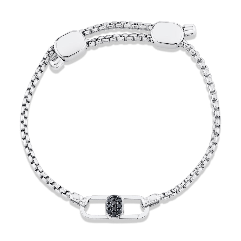 ODYX BRACELET 0.21CT BLACK DIAMOND MEN'S BOX CHAIN WITH ICON LOCK 6.5-9"