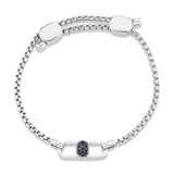 ODYX BRACELET 0.21CT BLACK DIAMOND MEN'S BOX CHAIN WITH ICON LOCK 6.5-9"