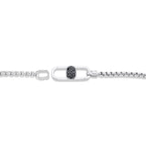 ODYX BRACELET 0.21CT BLACK DIAMOND MEN'S BOX CHAIN WITH ICON LOCK 6.5-9"