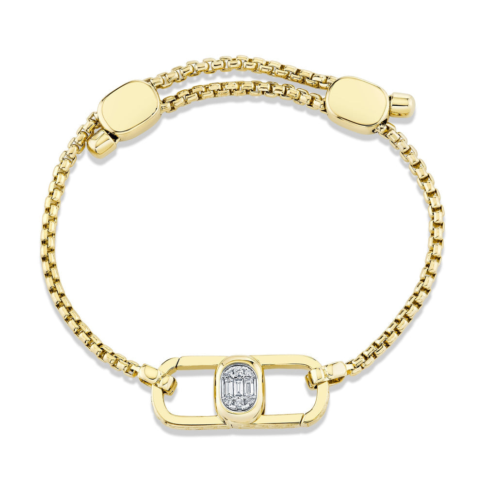 ODYX BRACELET 0.20CT DIAMOND MEN'S BOX CHAIN WITH LARGE ICON LUMERIA LOCK 6.5-9