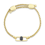 ODYX BRACELET 0.21CT BLACK DIAMOND MEN'S BOX CHAIN WITH ICON LOCK 6.5-9"