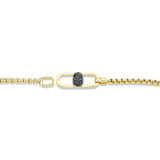 ODYX BRACELET 0.21CT BLACK DIAMOND MEN'S BOX CHAIN WITH ICON LOCK 6.5-9"