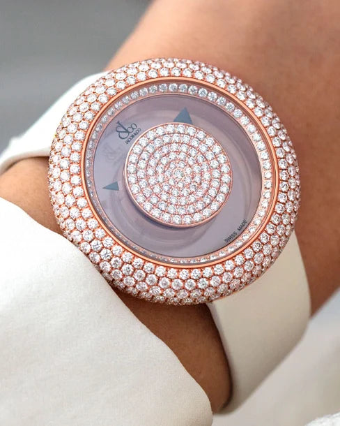 Brilliant Mystery Pave Diamonds Rose Gold 38mm Watch