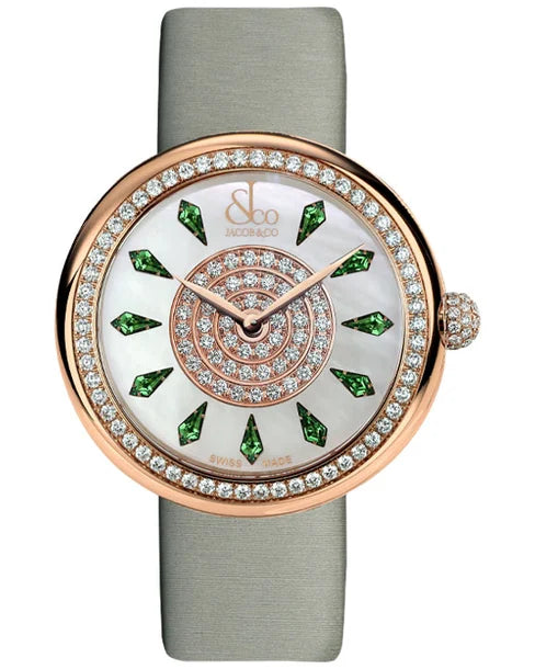 Brilliant One Row Rose Gold Tsavorites 38mm Watch