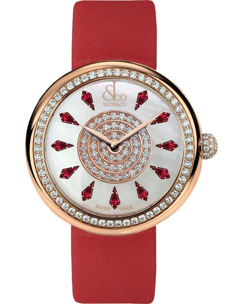 Brilliant One Row Rose Gold Ruby 38mm Watch