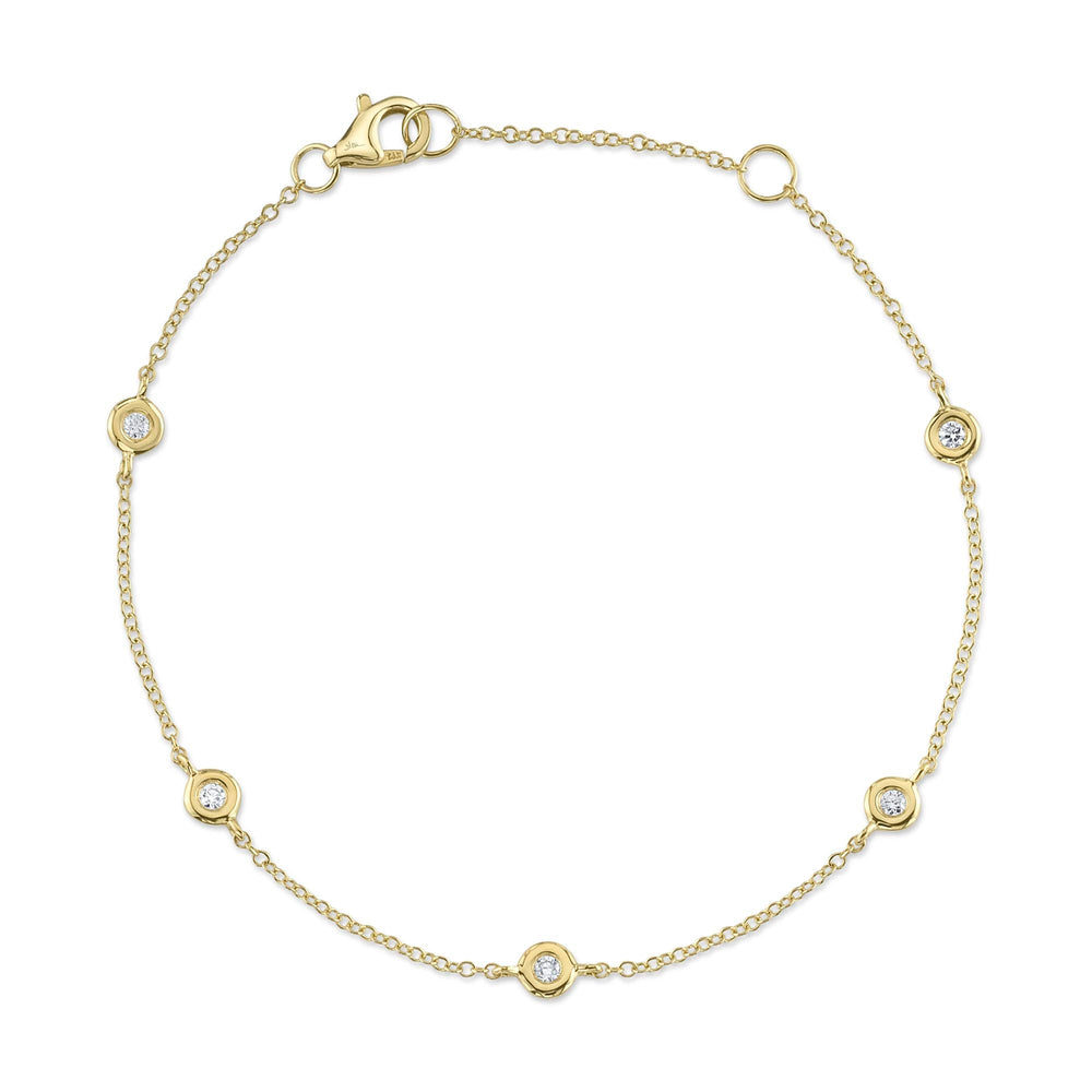 0.13CT 7" BEZEL-SET DIAMOND STATION BRACELET