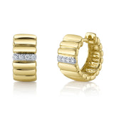 0.09CT DIAMOND RIBBED HUGGIE EARRING