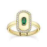 0.20CT DIAMOND & 0.21CT EMERALD OVAL RING
