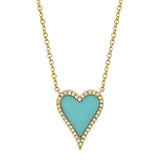 0.09CT DIAMOND & 0.69CT COMPOSITE TURQUOISE HEART NECKLACE