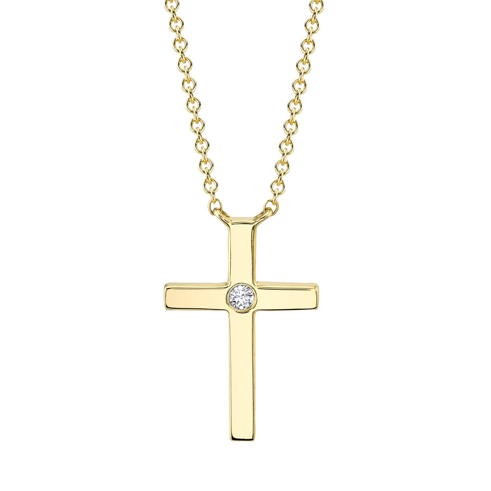 0.03CT DIAMOND BEZEL CROSS NECKLACE