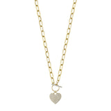 0.50CT DIAMOND PAVE HEART PAPER CLIP LINK NECKLACE
