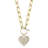 0.50CT DIAMOND PAVE HEART PAPER CLIP LINK NECKLACE
