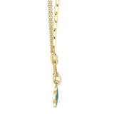 0.12CT DIAMOND & 0.54CT MALACHITE CLOVER PAPER CLIP LINK NECKLACE