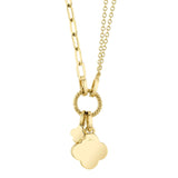 0.12CT DIAMOND & 0.54CT MOTHER OF PEARL CLOVER PAPER CLIP LINK NECKLACE