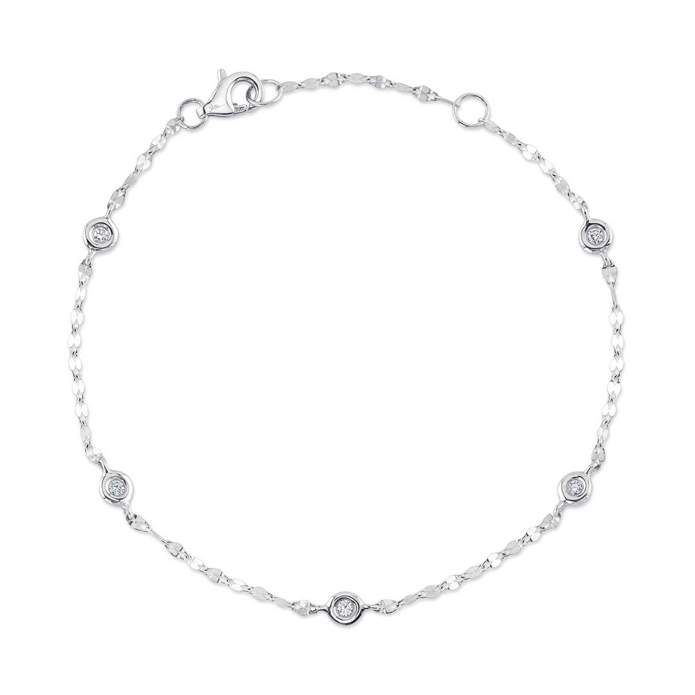 0.10CT 7" BEZEL-SET DIAMOND STATION SPARKLE CHAIN BRACELET