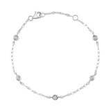 0.10CT 7" BEZEL-SET DIAMOND STATION SPARKLE CHAIN BRACELET