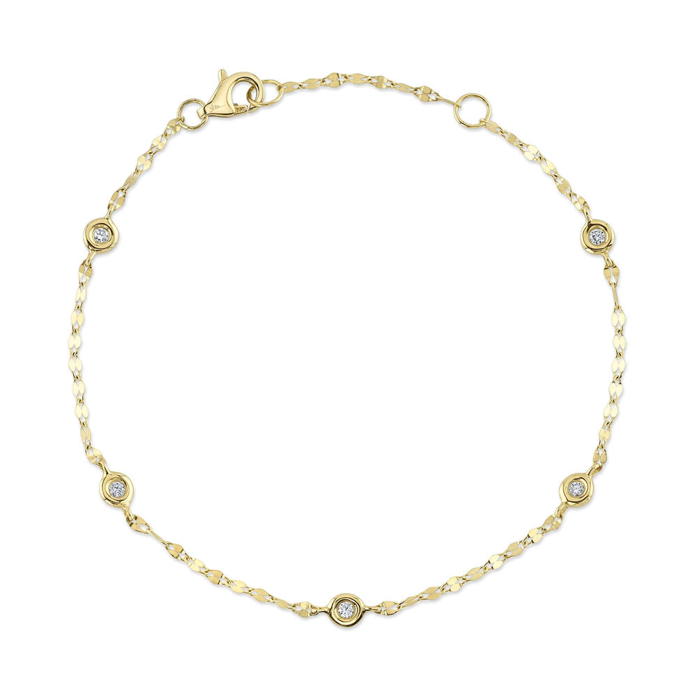 0.10CT 7" BEZEL-SET DIAMOND STATION SPARKLE CHAIN BRACELET