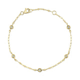 0.10CT 7" BEZEL-SET DIAMOND STATION SPARKLE CHAIN BRACELET