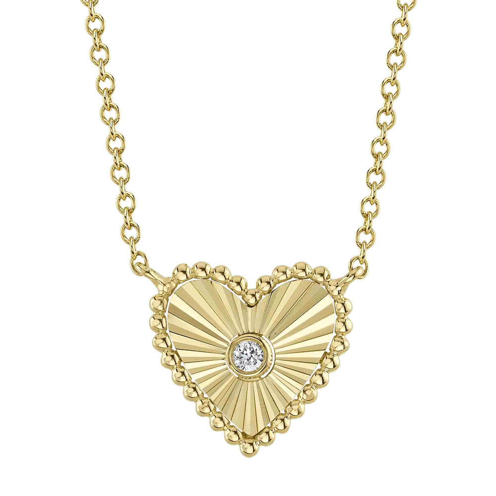 0.02CT DIAMOND BEZEL RIBBED HEART NECKLACE