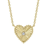 0.02CT DIAMOND BEZEL RIBBED HEART NECKLACE