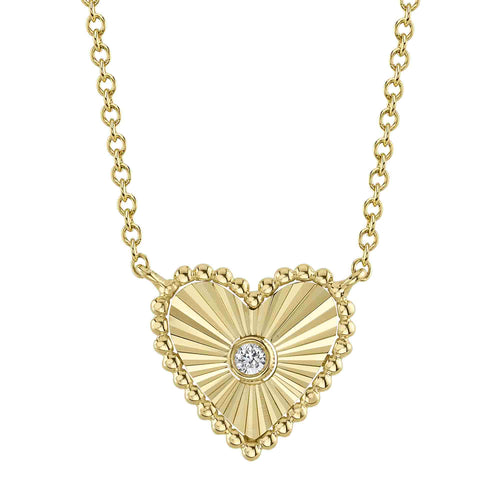 0.02CT DIAMOND BEZEL RIBBED HEART NECKLACE