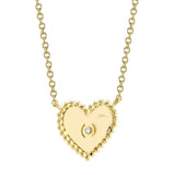 0.02CT DIAMOND BEZEL RIBBED HEART NECKLACE
