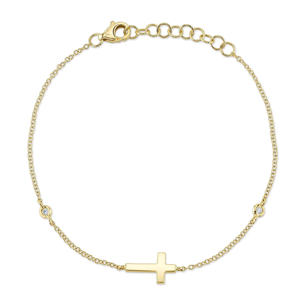0.03CT DIAMOND BEZEL CROSS BRACELET