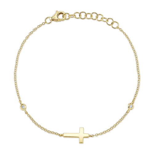 0.03CT DIAMOND BEZEL CROSS BRACELET
