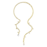 0.27CT DIAMOND & CULTURED PEARL BEZEL PAPER CLIP LINK NECKLACE