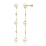 0.09CT DIAMOND & CULTURED PEARL SPARKLE CHAIN EARRING