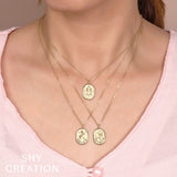 0.02CT DIAMOND ZODIAC VIRGO MAIDEN STAR MATTE CHOPIN CHAIN NECKLACE