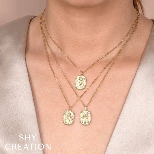 0.02CT DIAMOND ZODIAC CAPRICORN SEA GOAT STAR MATTE CHOPIN CHAIN NECKLACE