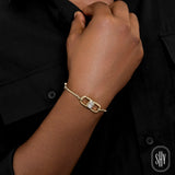 ODYX BRACELET 0.20CT DIAMOND MEN'S BOX CHAIN WITH LARGE ICON LUMERIA LOCK 6.5-9