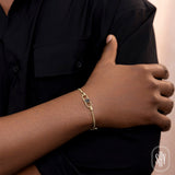 ODYX BRACELET 0.21CT BLACK DIAMOND MEN'S BOX CHAIN WITH ICON LOCK 6.5-9"