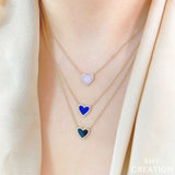 0.09CT DIAMOND & 0.59CT BLACK ONYX HEART NECKLACE