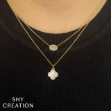0.08CT DIAMOND & 0.41CT MOTHER OF PEARL CLOVER NECKLACE