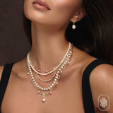 0.06CT DIAMOND & CULTURED PEARL EARRING